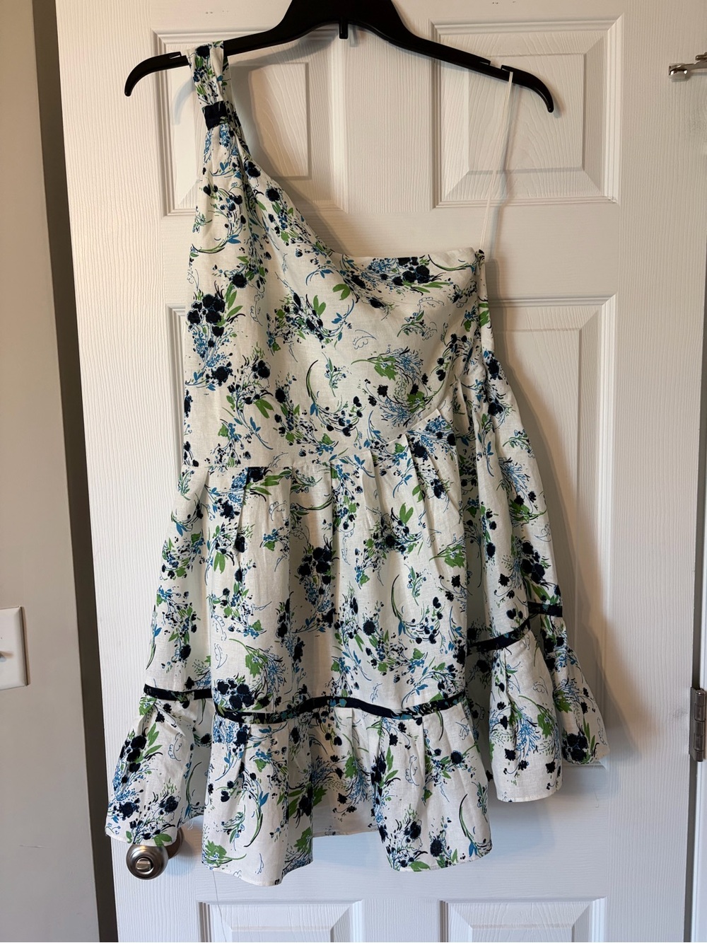 Free People Floral Mini Dress in White & Blue